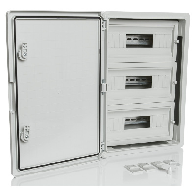 PP3106; Модульный пластиковый шкаф, IP65, УХЛ1., 350х500х190 на 45 модулей (15х3) Непр. Двр.