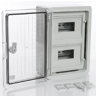 PP3112; Модульный пластиковый шкаф, IP65, УХЛ1., 250х350х150 на 18 модулей (9х2) Прз. Двр.