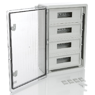 PP3118; Модульный пластиковый шкаф, IP65, УХЛ1., 400х600х200 на 60 модулей (15х4) Прз. Двр.