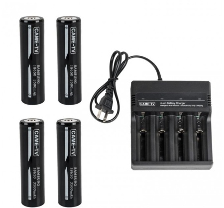 Комплект из четырех аккумуляторов и зарядного устройства 18650 Battery 4-Pa...